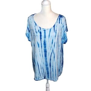 NEW Blue by Sak's Fifth Avenue Tie Dye Top with Crochet Detail